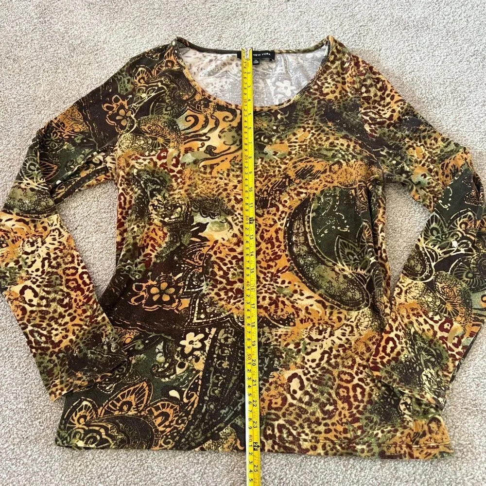 Vintage Jones New York Cheetah Abstract Cotton Top - Picture 7 of 9